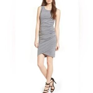 Leith Ruched Body-Con Sleeveless Dress Light Grey Size M